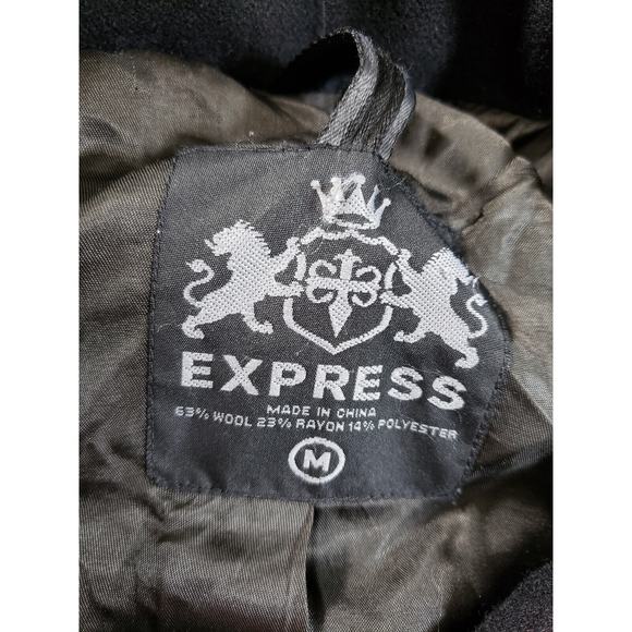 Express Jacket Sz Medium Womens Black Long Sleeves Military Pockets Wool Blend - Picture 3 of 7